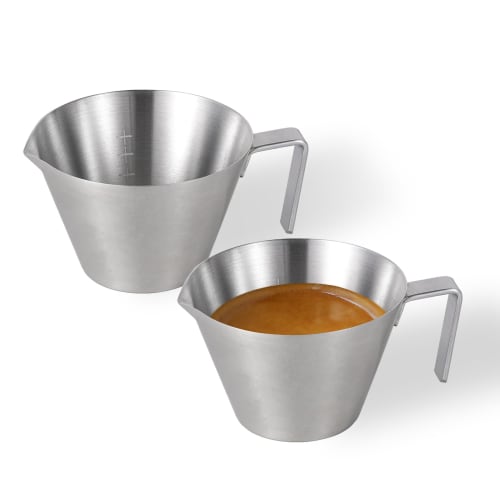 MHW-3BOMBER Espresso Shot Cups with Handles, 2 oz. Espresso Measuring Cups, 2-Pack, for Barista Coffee, Tartar Sauce, and Dressing (Matte Glossy) G619