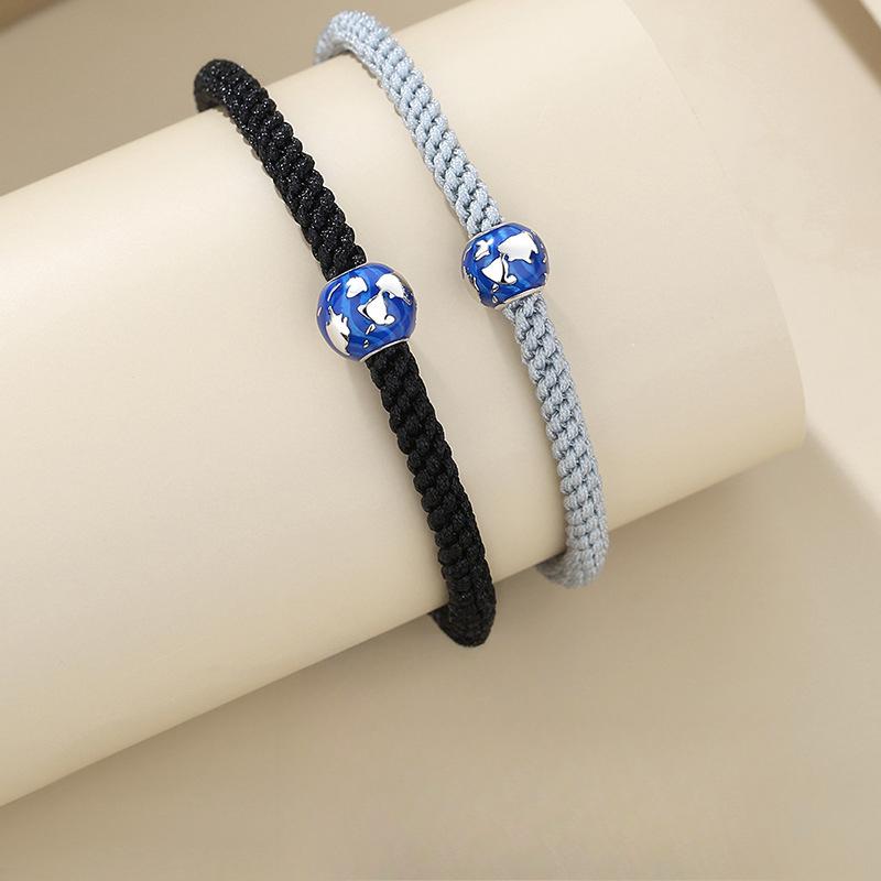 Original Long-distance Love Couple Bracelet Niche Design Sense Simple Round Bead Woven Hand Rope Student Gift