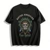 Native American Free Spirit Skull Chief Graphic Casual T-Shirt Pure Cotton T-shirt