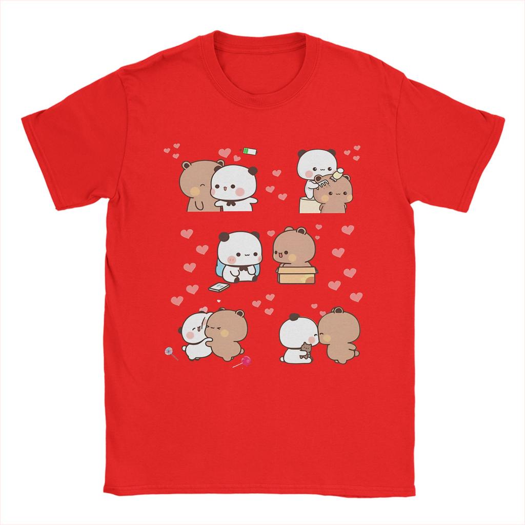 Unique Kawaii Bubu Dudu Couple Pandas TShirts Unisex Round Neck 100 Cotton T Shirt Short Sleeve Tee Shirt Unique Tops