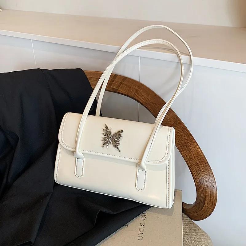 Women's PU Shoulder Bag with Buckle Solid Stitching Line Embellishments Delicate Bag Fashion