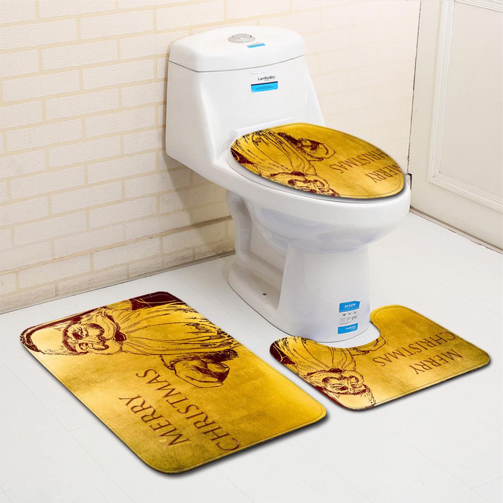 Weihnachts-Badezimmer-Bodenmatte Toilette Dreiteiliges Set