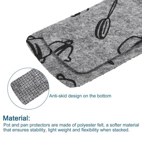 uxcell Pot and Pan Protectors, Set of 3, Gray, for Glass Ceramic Plate Cookware, 3 Different Sizes, Felt Pot Separators, Pan Protectors, Pan/Pot Divid