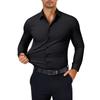 Camicie da Uomo Muscle Fit Senza Rughe Manica Lunga Casual con Bottoni