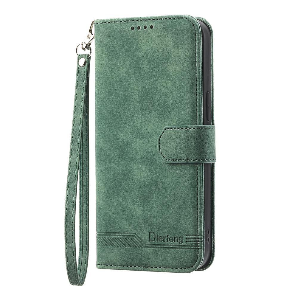 DIERFENG DF-03 For Samsung Galaxy A07 4G Case Lines Imprint Wallet Leather Phone Cover with Wrist Strap