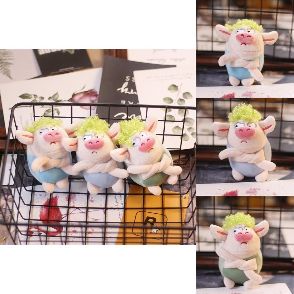 Adorable Cartoon Green Plush Pig Keychain Miniature Soft Stuffed Toy For Bags
