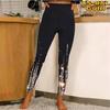 Damen Yoga-Leggings mit goldenem Diamantmuster, Stretch, Fitness, Laufen, Fitnessstudio, Sport, aktive Hose