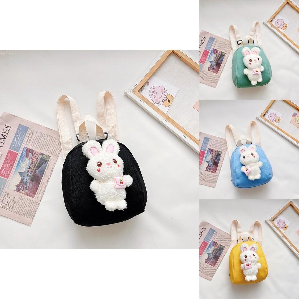 Adorable Children's Mini Backpack Soft Plush Rabbit Design Lightweight Shoulder Bag