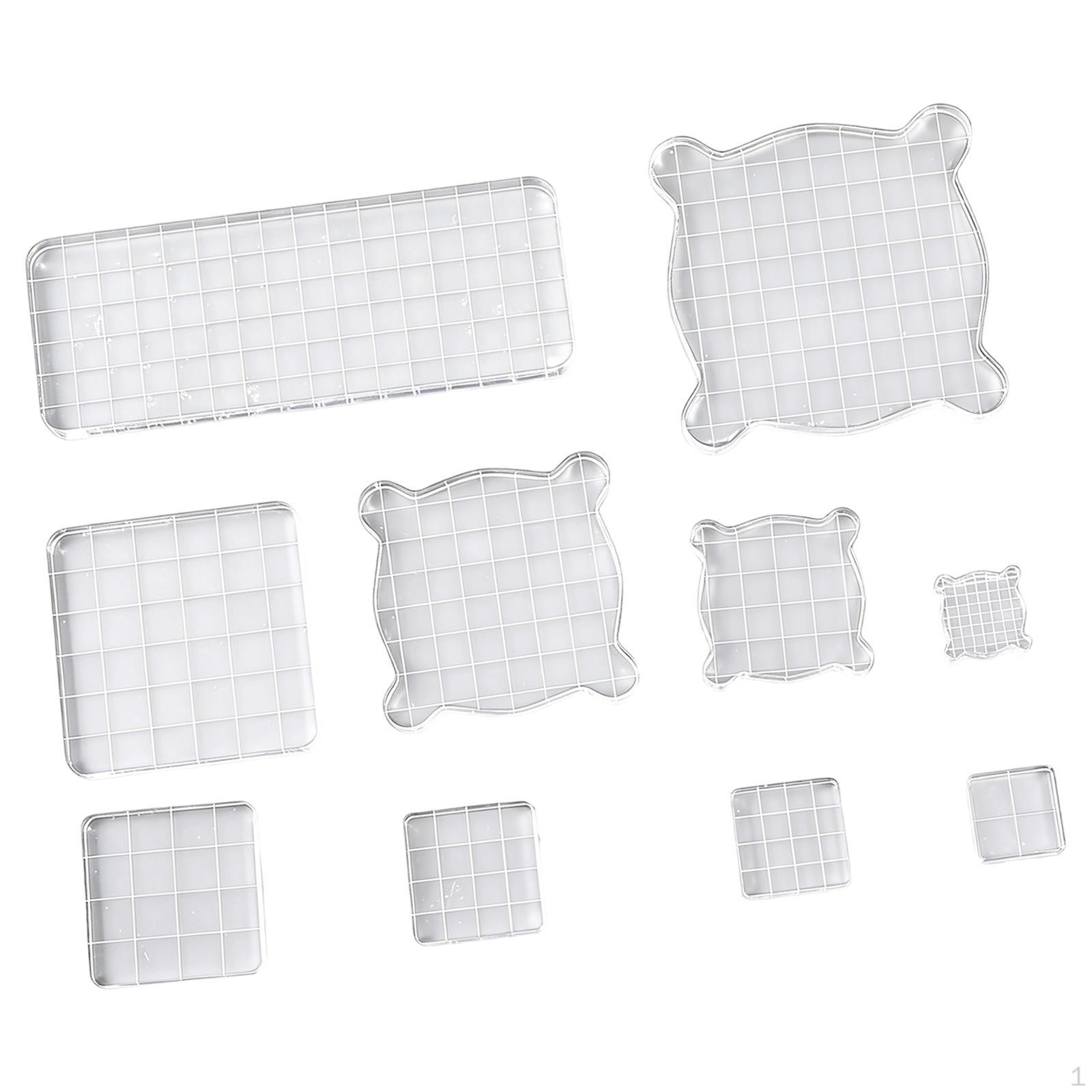 

10Pcs Acrylic Stamp Blocks Scrapbooking DIY Craft Assorted Sizes Ergonomic Multipurpose