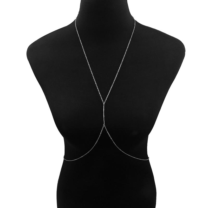 Metal Ladies Body Chain Sexy Cutout Style Bikini Chest Chain Decorative Jewelry