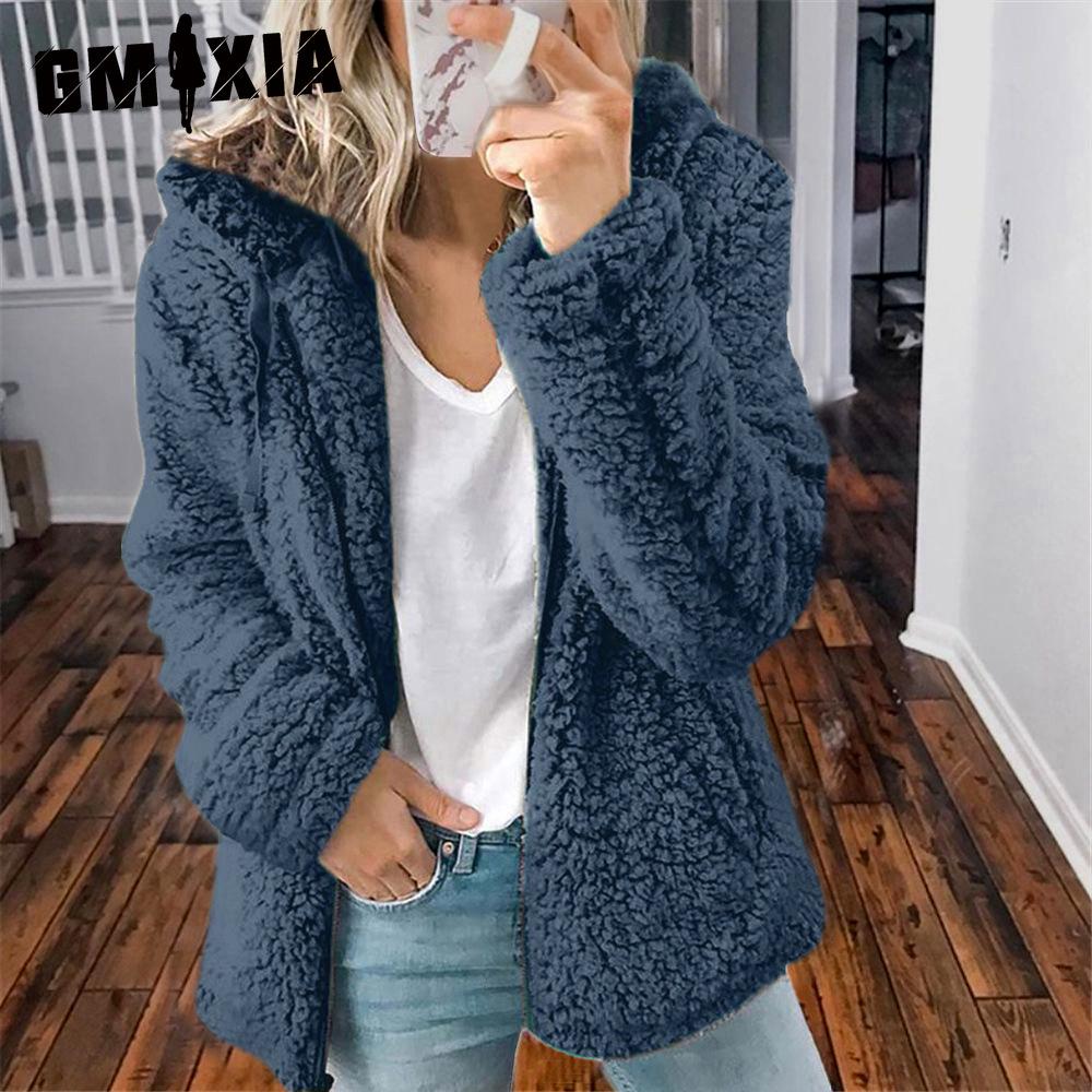 GMXIA Women's Vintage Casual lattice Print Autumn Winter Long Sleeve Hooded Jackets & Coats