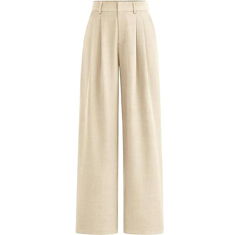 Women High Waist Straight Leg Loose Business Casual Wide Leg Suit Pants