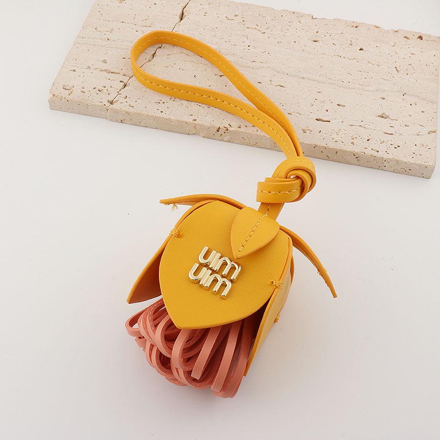 "Genuine Leather Flower Pendant Lanyard for Car or Bag"