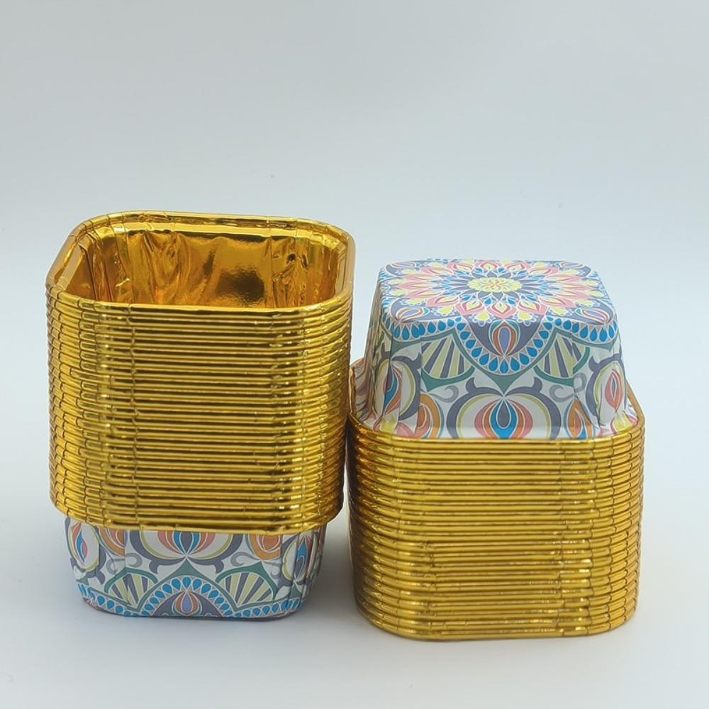 50pcs Bohemian Style Cupcake Cups Square Snack Storage Bowl New Dessert Cups Baking Accessories