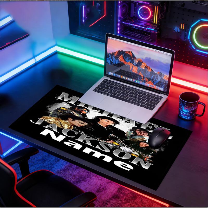 Custom Name Personalized Michael Jackson Pattern Mousepad, Laptop PC Desk Mat, Decorative Desk Mat for Home Keyboard Pad Gift