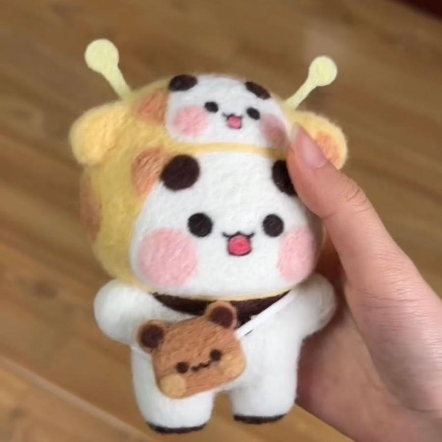 Bubu Dudu Wool Needle Felting Kit Non-finished Dolls DIY Felting Set Yier Panda Bear Handmade DIY Gift Animal Felt Crafts
