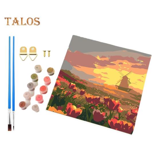 Κιτ Ζωγραφικής με Αριθμούς για Ενήλικες Παιδιά Χωρίς Πλαίσιο Λουλούδια Ακρυλικό Χρώμα σε Καμβά DIY Ψηφιακό Σετ Ελαιογραφίας για Διακόσμηση Τοίχου Σπιτιού