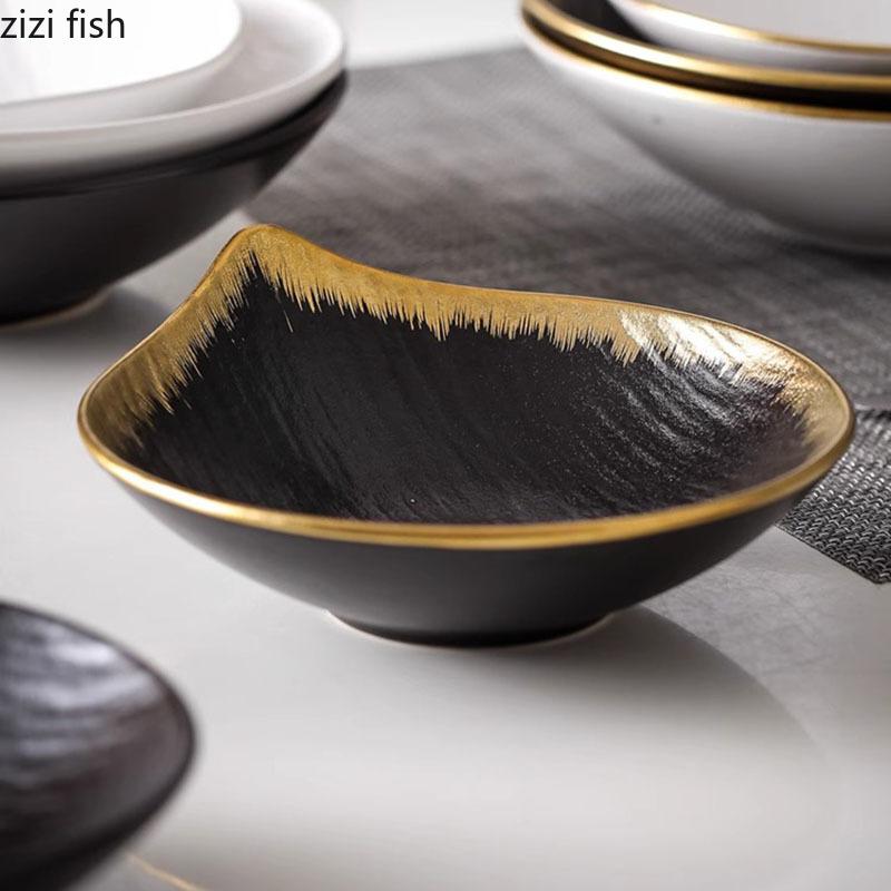 

Irregular Ceramic Phnom Penh Salad Bowl Creative Dessert Bowl Thick Soup Bowl Pasta Bowls Restaurant Specialty Tableware