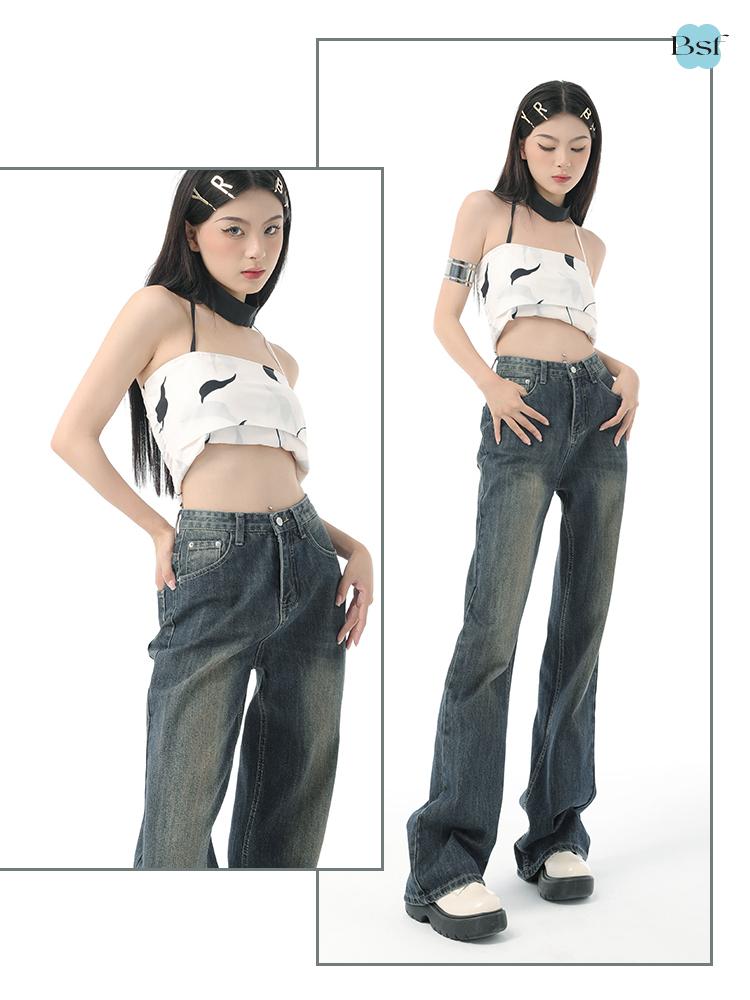 Harajuku 90. léta Elegantní Flare Jeans Kalhoty Dámské Kapesní 2000 Y2k Vintage džínové kalhoty Dámské Vysoký pas Móda Široká noha Džíny Novinka