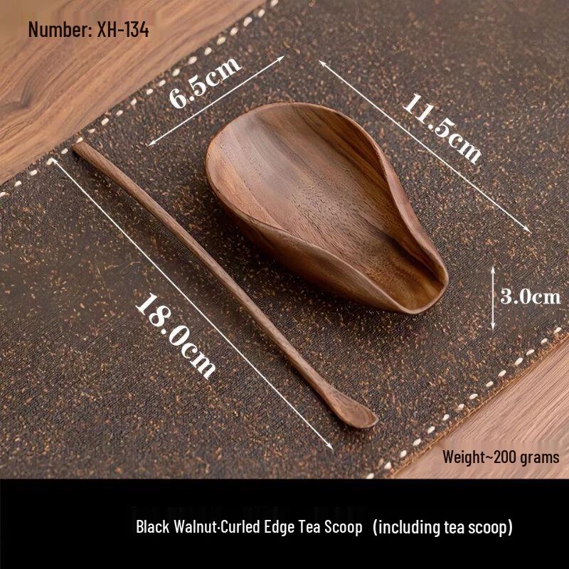 Solid Walnut Wood Tea Wash & Fruit Plate Set with Tea Scoop