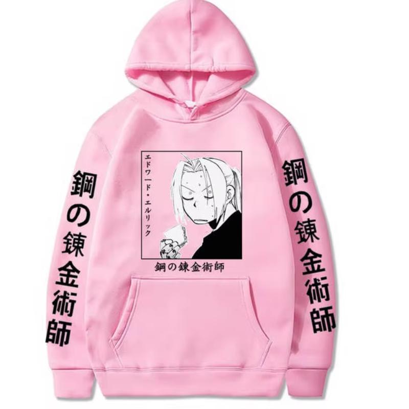 Anime Fullmetal Alchemist Kapuzenpullover für Herren Damen Hoodies Lässig Locker Streetwear Harajuku Unisex Sweatshirt Vintage Kleidung Oberteile