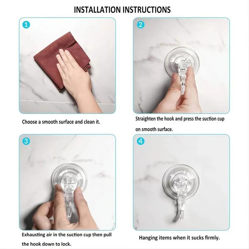 5/10pcs Suction Cup Hooks Clear Reusable Heavy Duty Vacuum Suction Cup Hooks Glass Kitchen Bathroom Hooks for Towel
