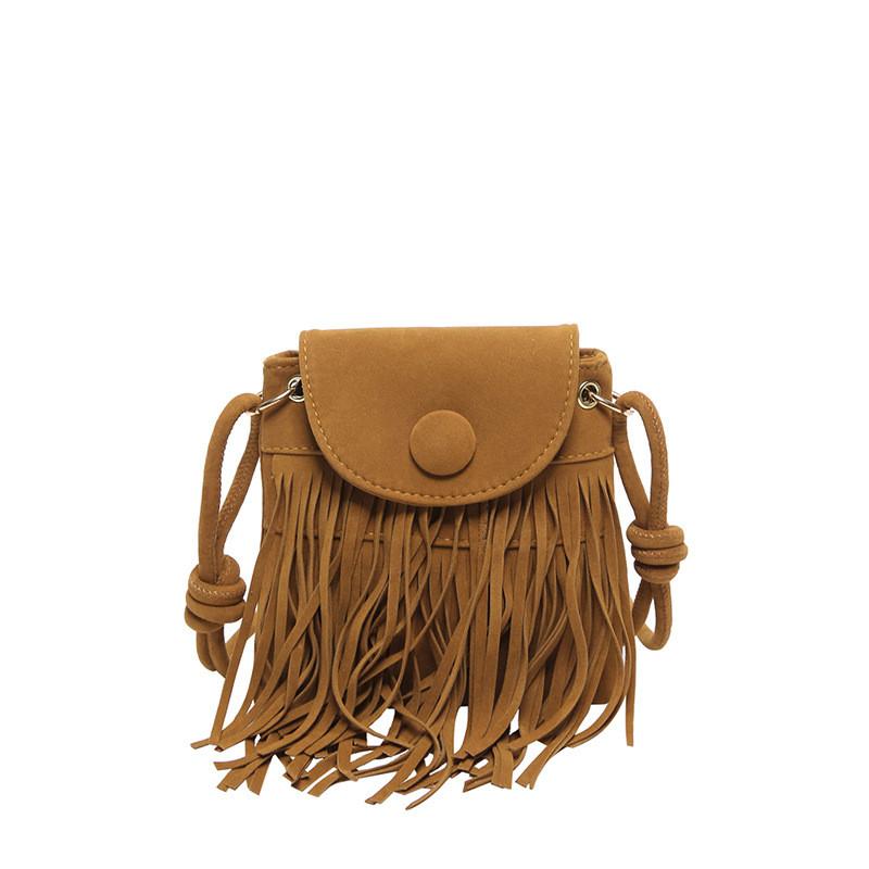 Elegante Borsa a Sella Quadrata Piccola in Stile Etnico Retrò con Frange Ideale per Outfit Casual Estivi