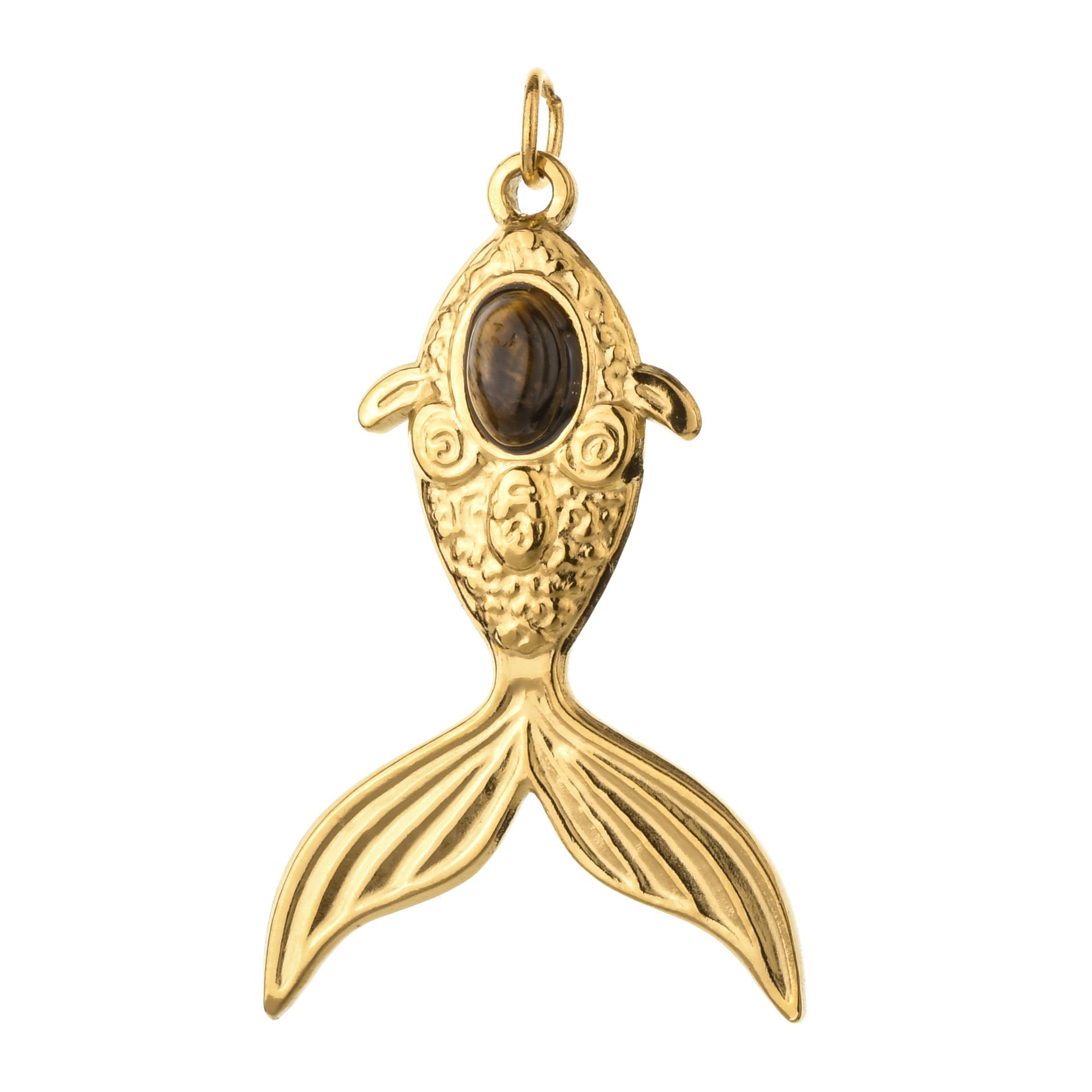 Stainless Steel Koi Pendant - Ocean Style Retro Necklace Ornament