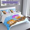 3pcs Lankybox Foxy and Rocky Pattern Bedding Set Duvet Cover Set Includes Duvet Cover &pillowcases, Perfect All Season Bedroom Decoration & Gift