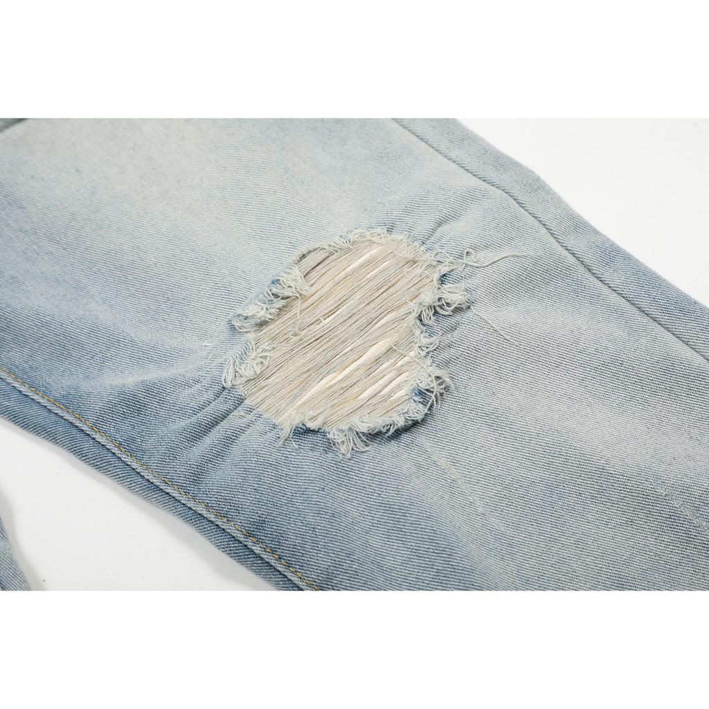 M06 Amiri Men's and Women's American Style Trendy Jeans with Fabric Patches, Holes, Embroidery, Casual and Fashionable High Street Pants