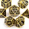 7 Pcs Black Golden Skull Metal Dice Solid Metal Polyhedral Dice Set Suitable for Role-Playing RPG Board Game Card Game