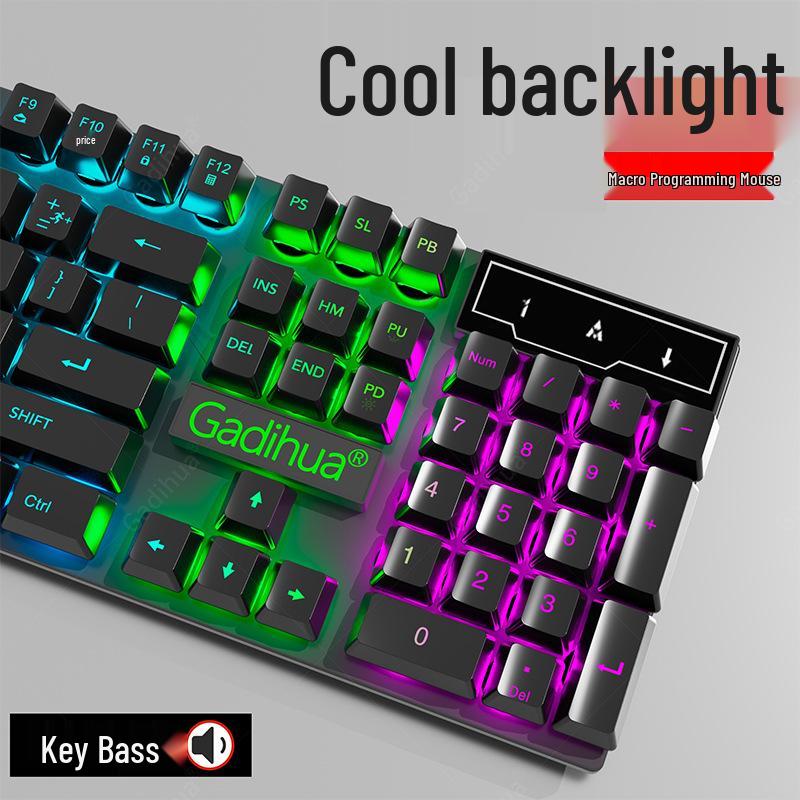 Stummes kabelgebundenes Tastatur- und Mausset mit mechanischem Gefühl für PC/Laptop-Gaming - 3-teiliges Esports-Peripheriegerät.