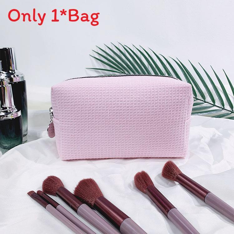 Polyester Waffle Pattern Travel Makeup Bag With Large Capacity For Women And Men