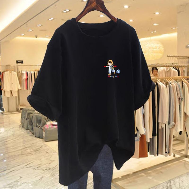 Pure Cotton Gray Short-sleeved T-shirt Women's Summer 2025 New Summer European Goods Large Version Foreign Loose Casual Top