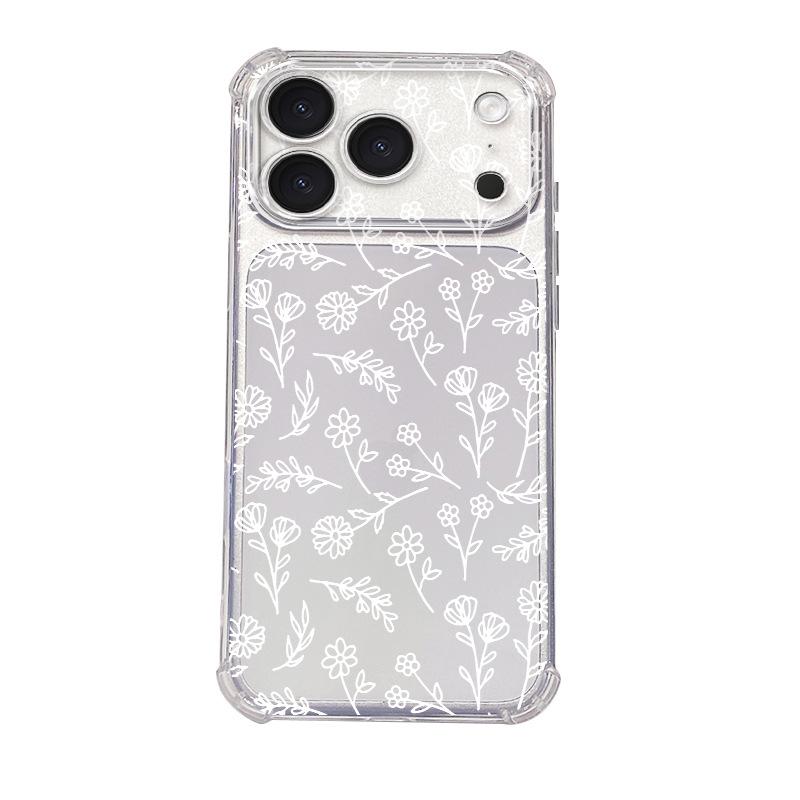 Applicable to iPhone17 sketch flower mobile phone case Apple 16 transparent soft case 15pm small fresh anti-collision protective case