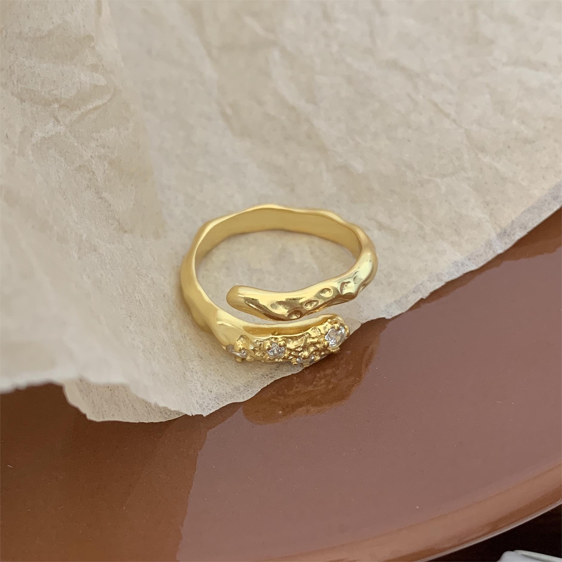 

925 Sterling Silver Irregular Zircon Stackable Open Rings For Women Wedding Jewelry Accessories Prevent Allergy Money 925 золотий