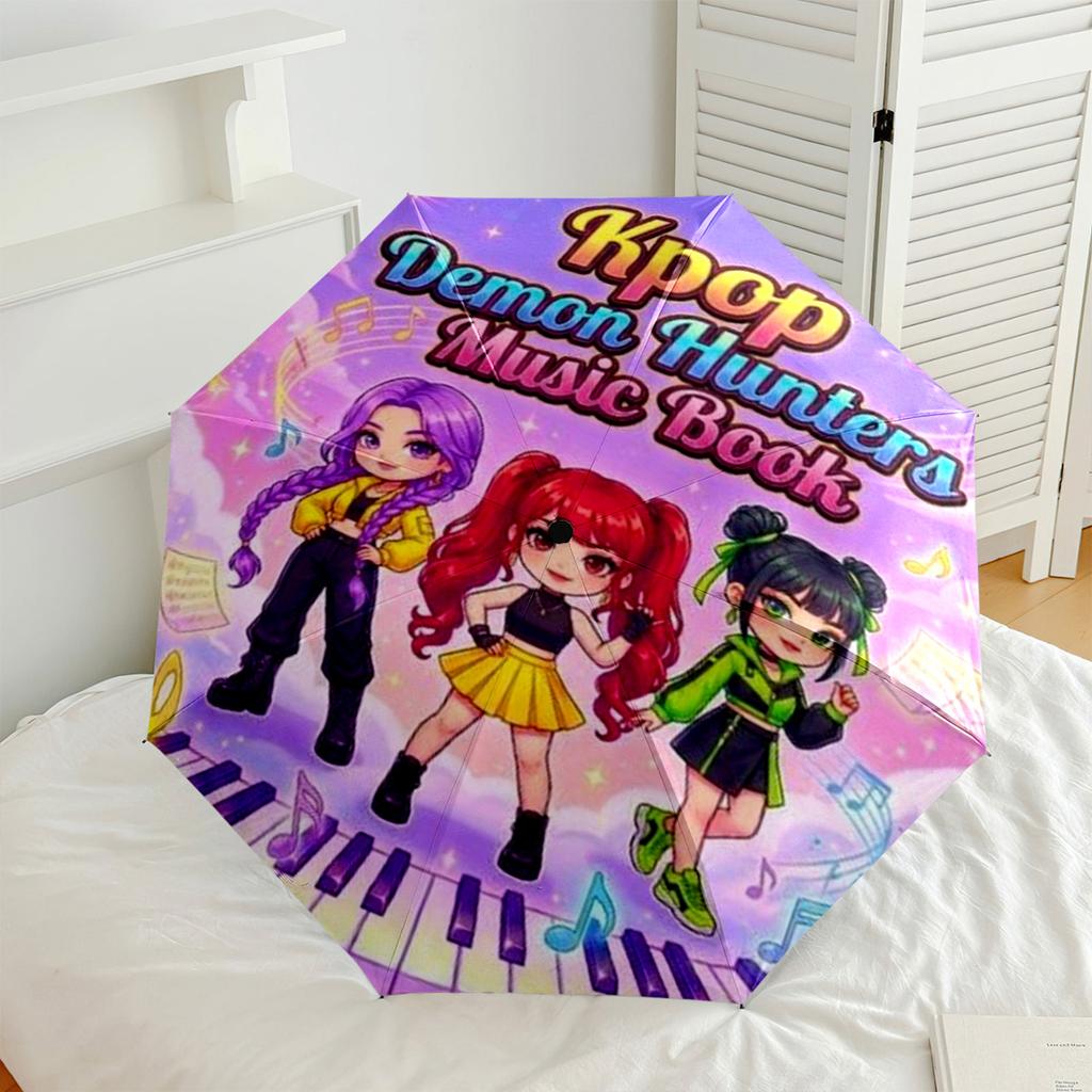 1pz Ombrello Automatico da Esterno Kpop Compatto Design a 8 Stecche Plastica Ferro Resistenti Ombrello Resistente per Uso Quotidiano Ombrello con Fantasia Vivace Ombrello Regalo Festival