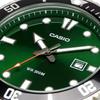 Casio Standard Analog Sports Watch 20 ATM Water Resistant Green Dial Metal Band Men's