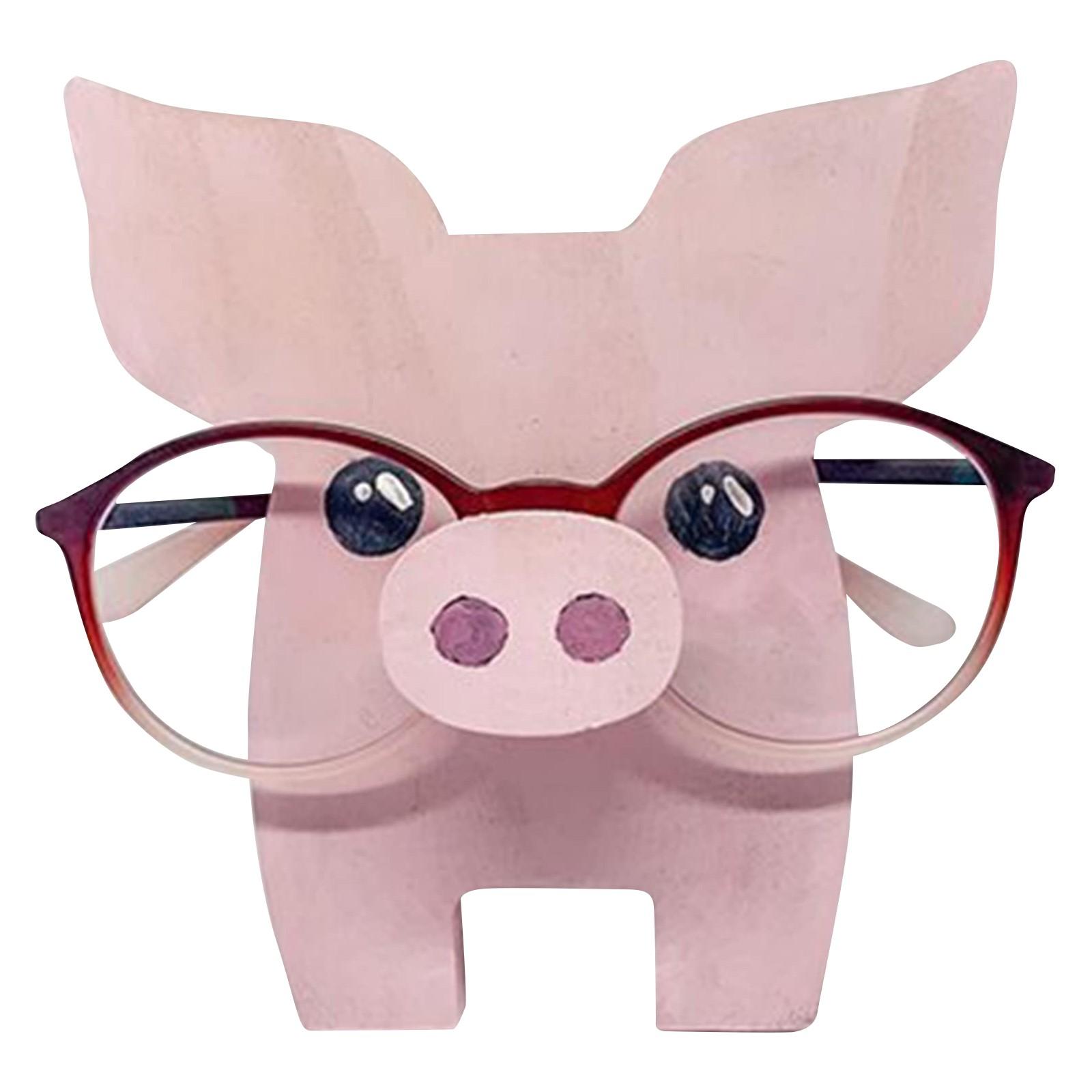 

Украшение стола для домашнего офиса. Голова свиньи. Деревянная оправа для очков с изображением животного. One Size розовый