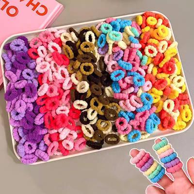 100/500Pcs Hair Accessories Girls Colorful Elastic Hair Bands Ponytail Hold Hair Tie Rubber Bands Scrunchie