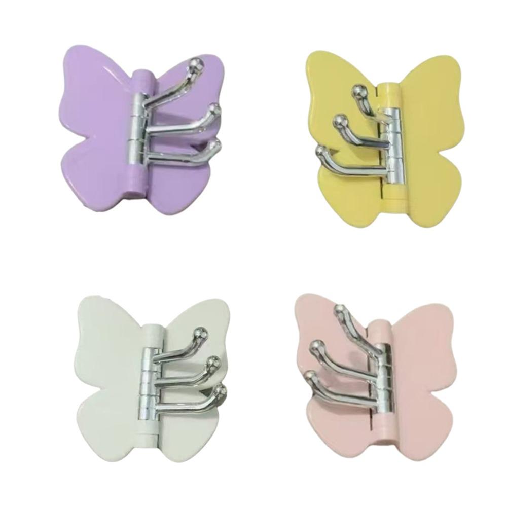 4PCS Plastic Rotating Butterfly Wall Hooks Wall Mounted Butterfly Storage Hanger Kitchen