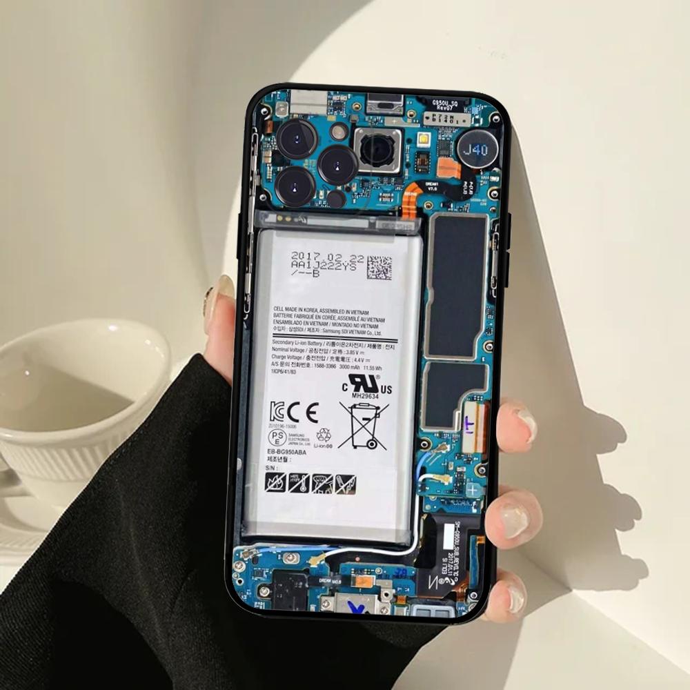 Inside Circuit Board Phone Case For IPhone 16 15 14 11 12 13 Mini Pro XS Max Cover 6 7 8 Plus X Funda Shell