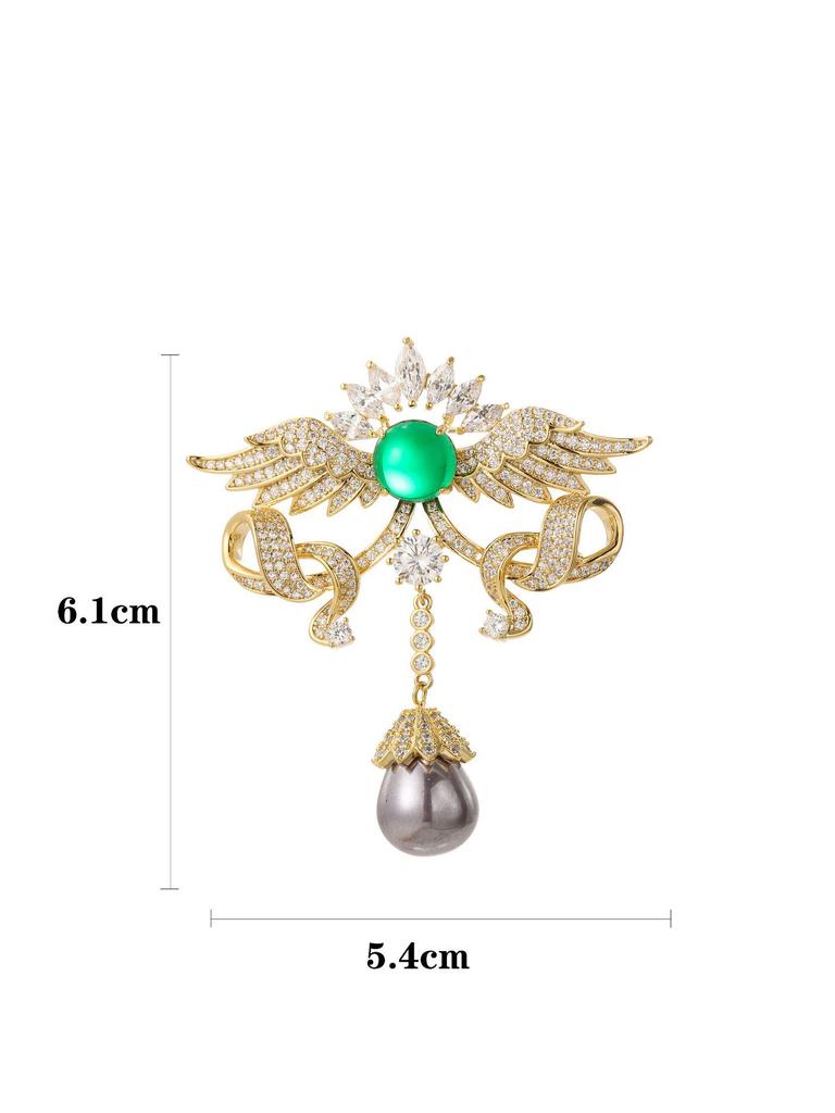 Snowflake & Butterfly Zircon Brooch with Freshwater Pearl for Women's Korean Style Suit Coat