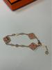 Buccellati Four-Leaf Clover Necklace & Bracelet Set: Mother-of-Pearl, Double-Sided Retro Luxury, Trendy Three-Flower Design
