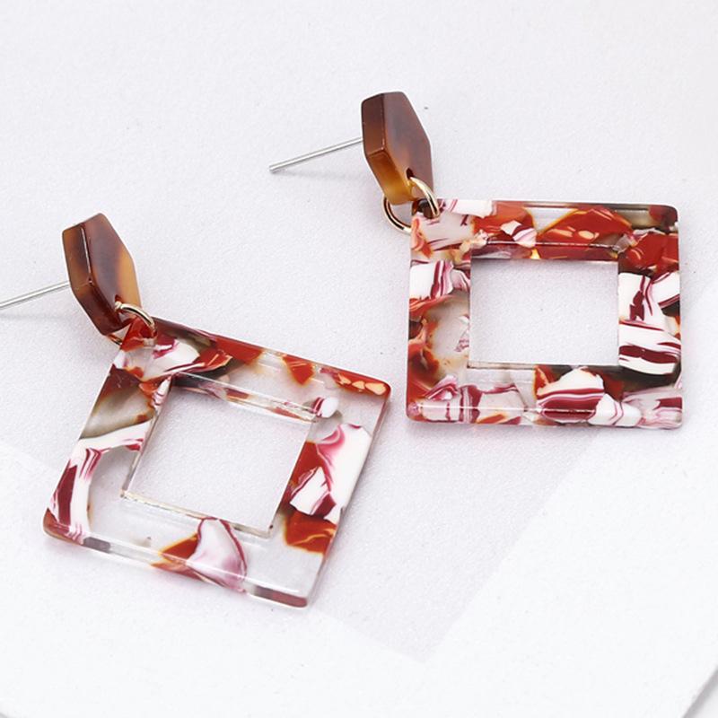 Korean Fashion Retro Long Earrings Acrylic Geometric Earrings
