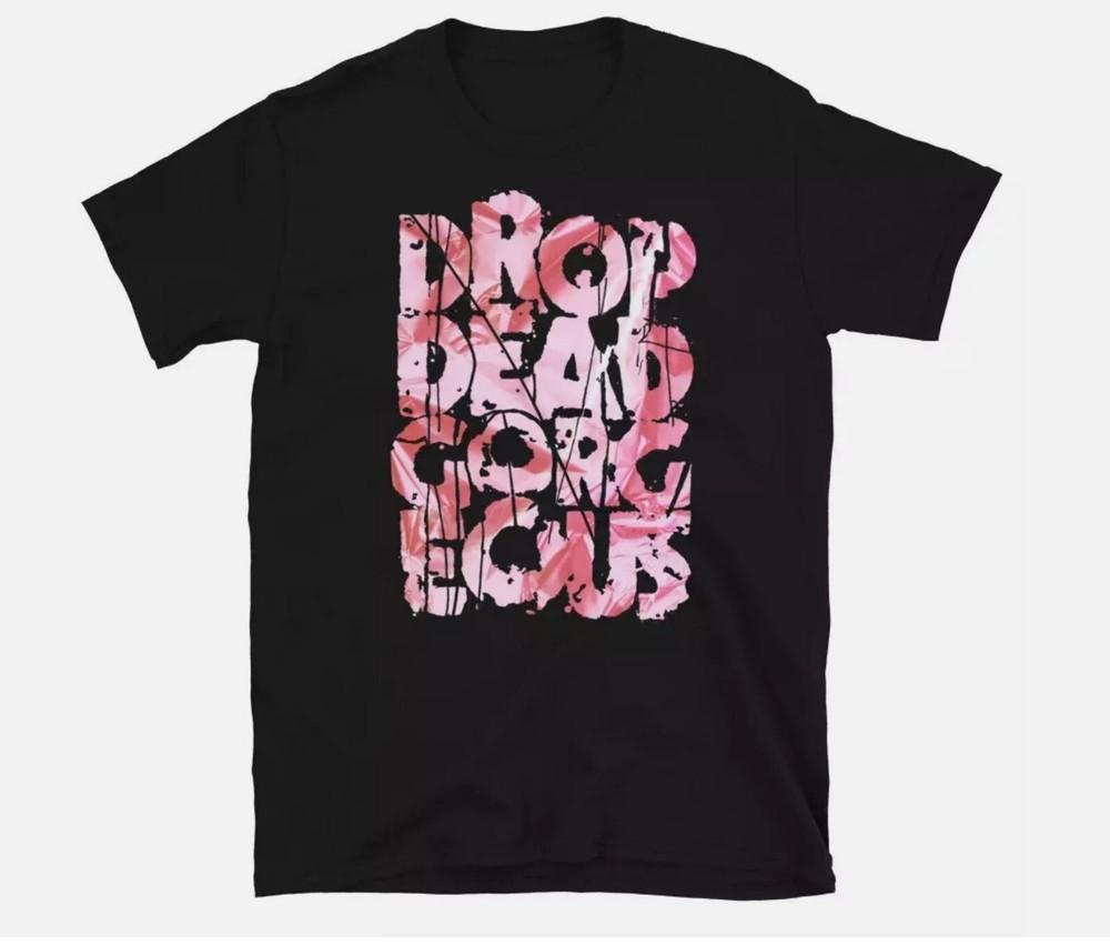 DROP DEAD, GORGEOUS Pink Stacked Logo T Shirt Full Size