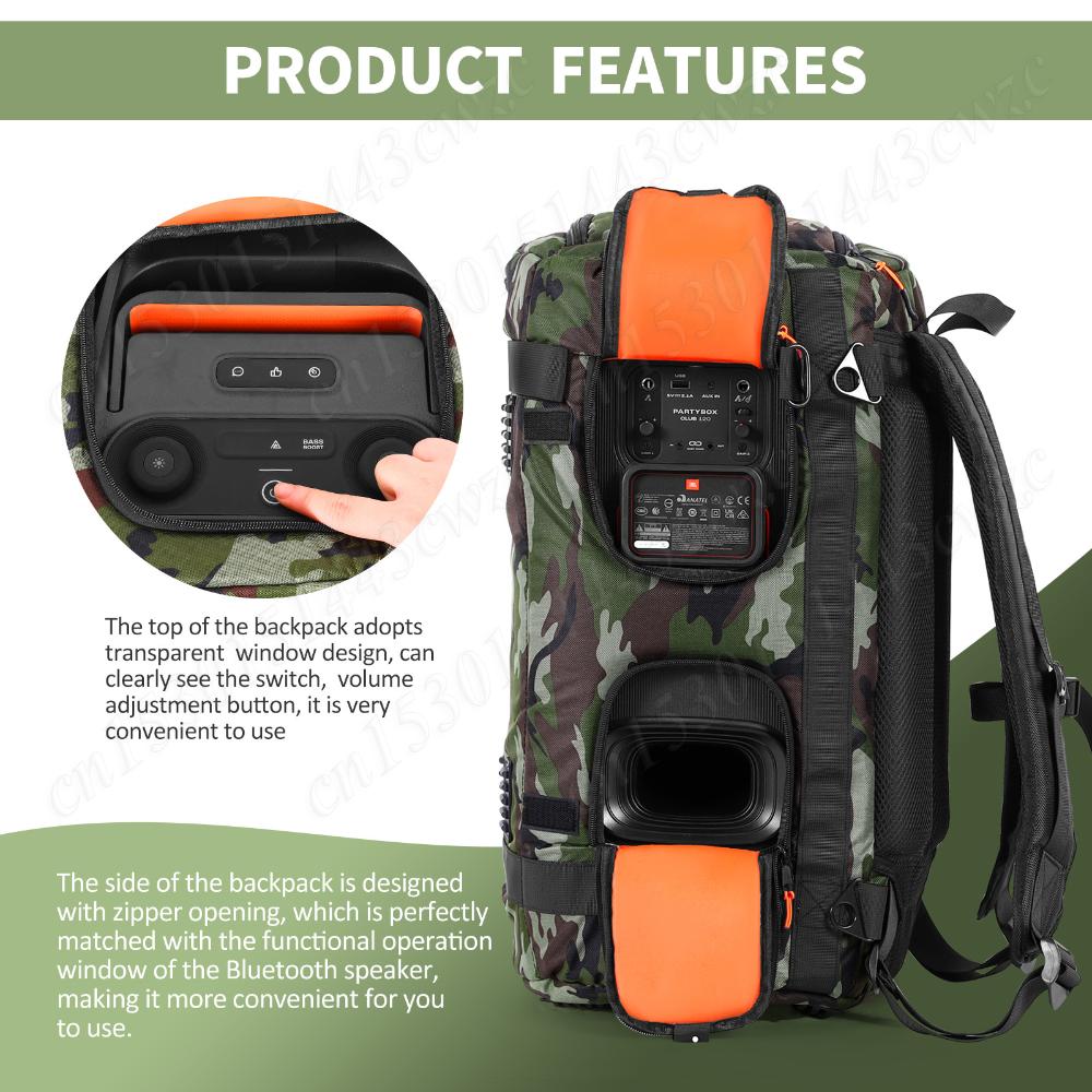 Shockproof Speaker Bag Carry Case for JBL Partybox Club 120 Speaker Travel Storage Case Portable Speaker Carry Tote Bag Backpack