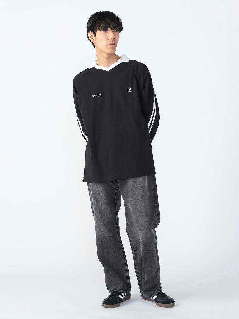 Beams Heart Men's Loose Straight Denim Pants, Black, Size M