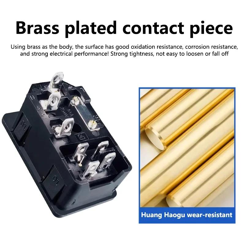 5/20Pcs Rocker Switch AC Power Socket Switch Plug Connector AC Socket with 10A Fuse Red LED Lamp