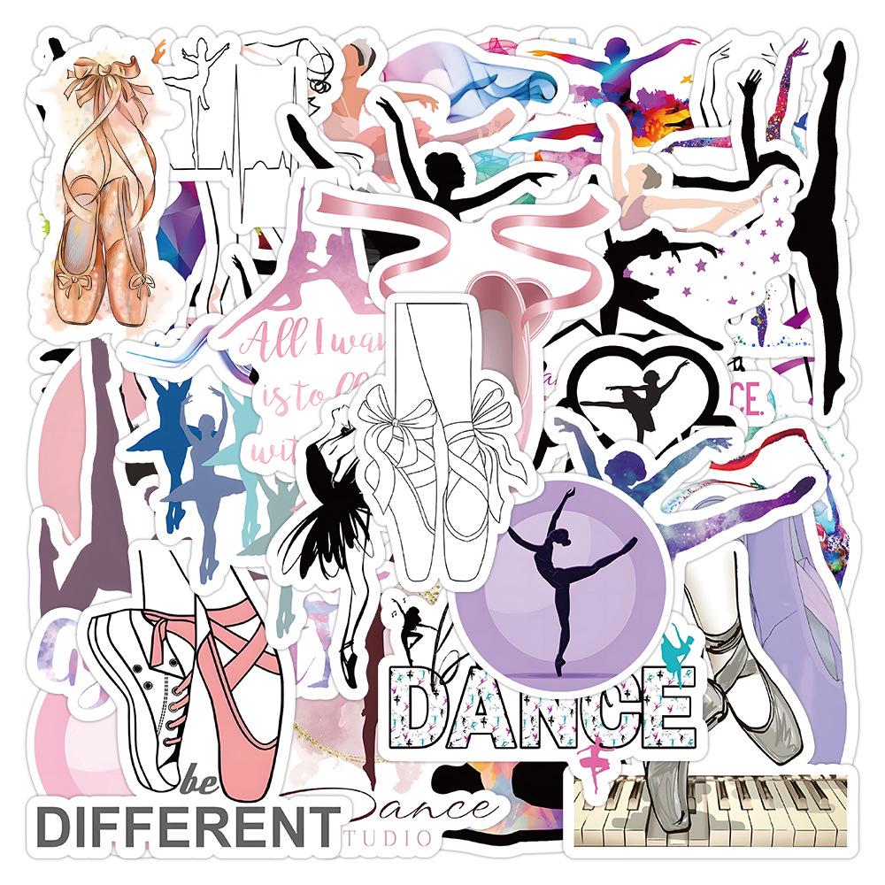 50 Cartoon Dance Graffiti Stickers: Waterproof Decoration for Notebooks & Scooters